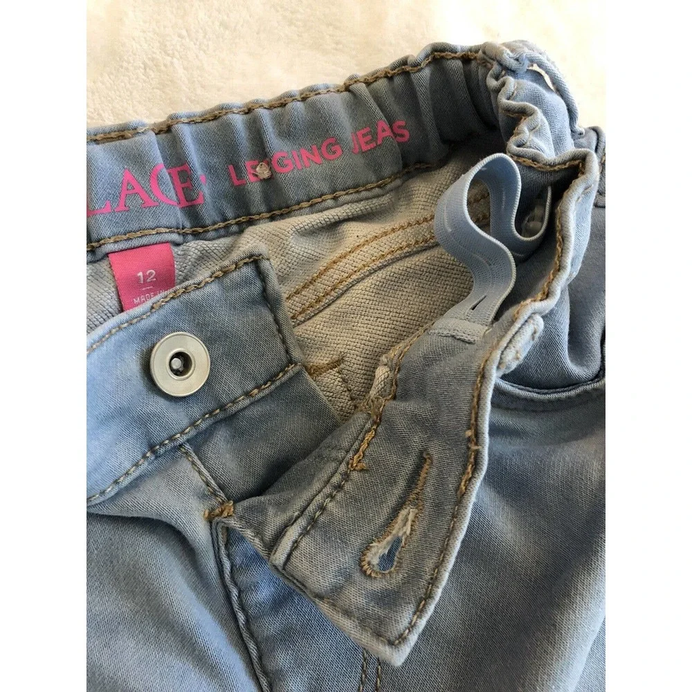 Childrens Place Girls Legging Blue Jeans Size 12 Skinny Stretch Waist Light Wash